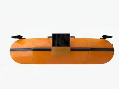 4K Realistic Canoe Lowpoly orange inflatable boat Low-poly 3D model