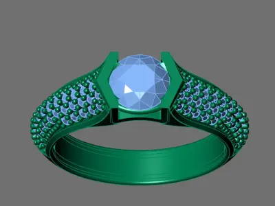 Womens Rings With Stone Ring Ready STL 3DM Models Rings women 3D print model