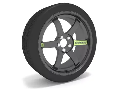 Volk Racing TE37 Rims - with Low profile tires 3D model