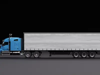 Kenworth 990 Truck Blue 3D model
