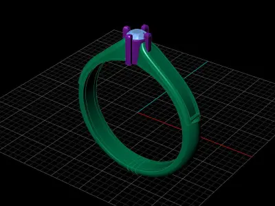 STL 3DM Print Ready Women Diamond Ring Lightweight Printable  3D print model 19