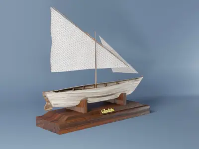 Wooden boat for decoration 3D model