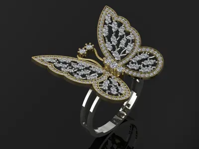 Butterfly Jewelry Ring Gold 3D print model