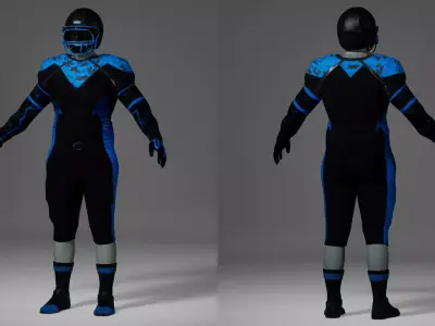 Realistic American Football Outfit- Blue Black Low-poly 3D model