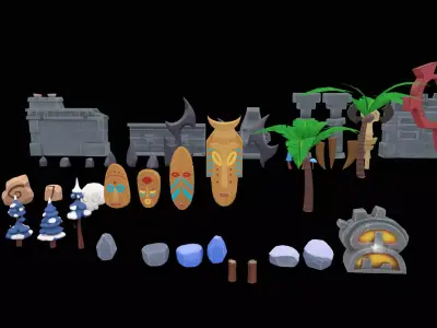 Stylized Pack environment Low-poly 3D model
