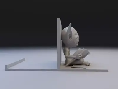 alien reading book book stand 3D print model