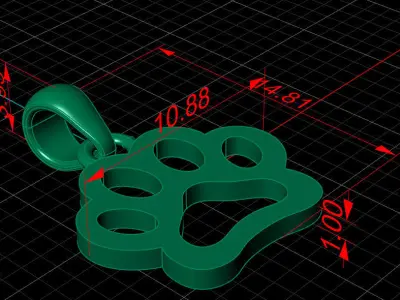 Dog paw pendant 3D print model