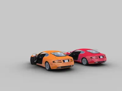 Aston Martin db9 Low-poly with interior Low-poly 3D model