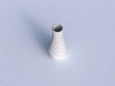 Vase curved with wavy extruded lines 3D print model