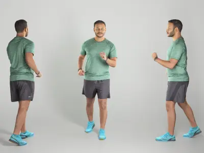 Indian man in sportswear walking 311 Low-poly 3D model