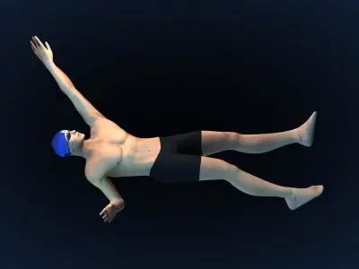 Swimming Man Back Style Riged and Animated Biped Low-poly 3D model