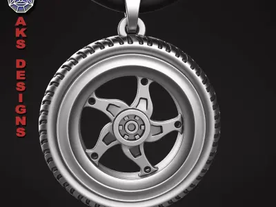  Pendant biker Jewelry tyre version 1 3D print model