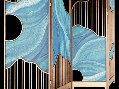 Partition ocean waves room divider 3D model