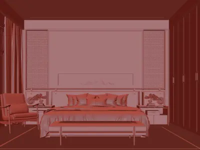  Chinese Bedroom interior 121 3D model