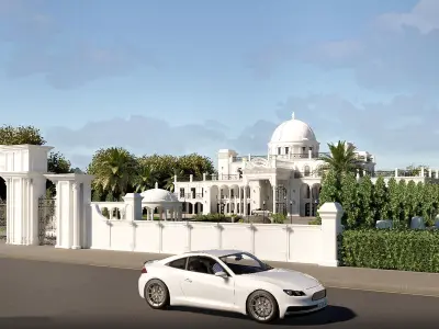 Grand Estate with Domed Roof 3D Model 3D model