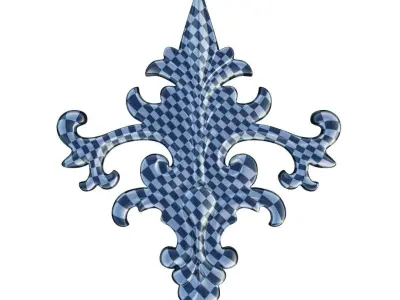 fretwork gold ornate fleur-de-lis 3D model