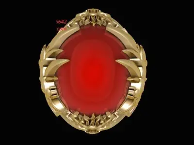 Luxury Dragon Red Gemstone Ring for Men 3D Model  215 3D print model