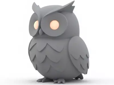 3D Model of Gray Owl Halloween Night Creature Spooky Animal 3D print model