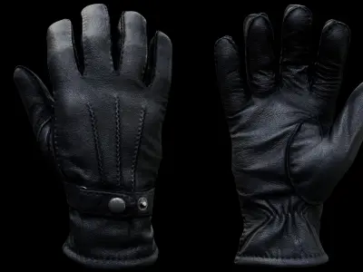 Leather Gloves 001 Low-poly 3D model