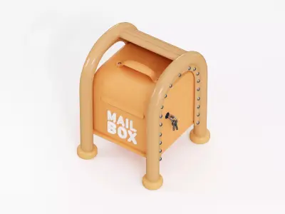 Cartoon Mailbox Low-poly 3D model
