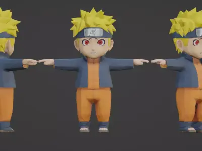 Stylized Ninja Boy Rigged Low-Poly Character Low-poly 3D model