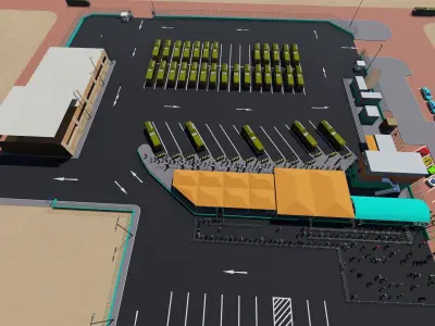 Doha Bus Station 3D model-11 Low-poly 3D model