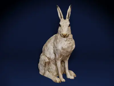 Realistic Hare Statue Low-poly 3D model