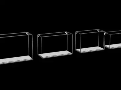 Set Of 4 Shelves Mango Wood Black Low-poly 3D model