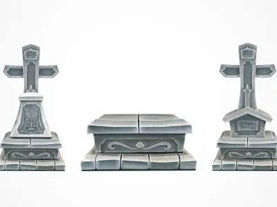 Grave Stone Bundle 3D model