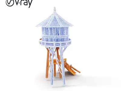 Wooden Water Tower Model Pack for Realistic Environments Low-poly 3D model