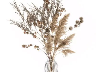 Bouquet of dried flowers in a vase 185 3D model