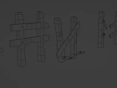 low poly fence 5  items Free low-poly 3D model