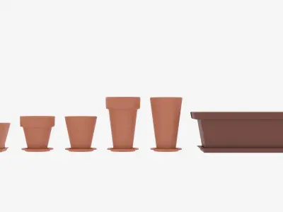 Cartoon Flower Pot Collection 3D model