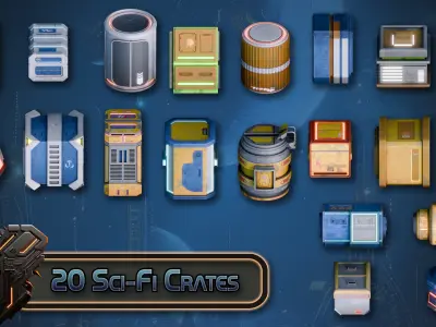 Blender and Unreal Engine Massive Stylized Sci-fi Crate Pack 3D model
