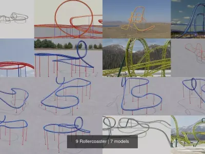 9 Rollercoaster 3D Model Collection