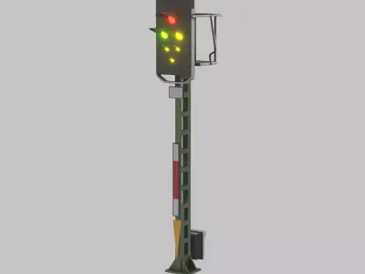 KS Railway Signal Post 4500mm Version-1 Low-poly 3D model