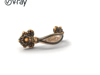 Victorian Ornate Handle Metal Craft model pack Low-poly 3D model