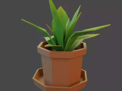 A room plant in a brown pot Free low-poly 3D model