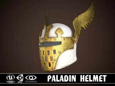 Paladin Helm Low-poly 3D model
