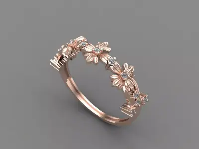 Womens Diamond Signet Ring Women Rings 3dmodels 3D print model 3D print model shop