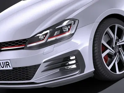 LowPoly Volkswagen Golf GTI 2018 5d Low-poly 3D model