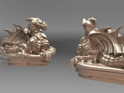 Dragon statue Fantasy 3D model Mirrored 3D model