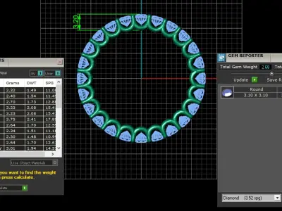 U Shaped Eternity Ring 3 point 1 mm stone size swiss 20 and EU60 3D print model