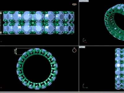 2-Row Yellow diamond Eternity Ring  3D print model