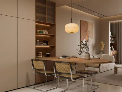 Modern living room dining room interior scenes 432 3D model