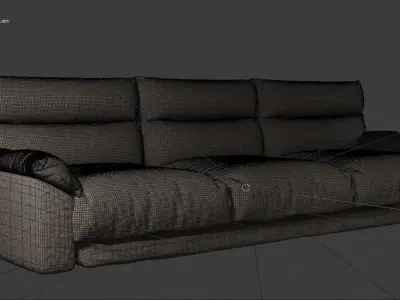 lo-poly modern sofa with high-poly version file Low-poly 3D model