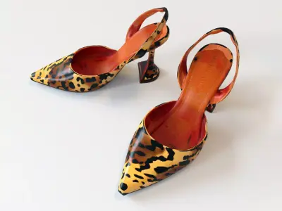 Leopard Print Slingback Heels Free low-poly 3D model