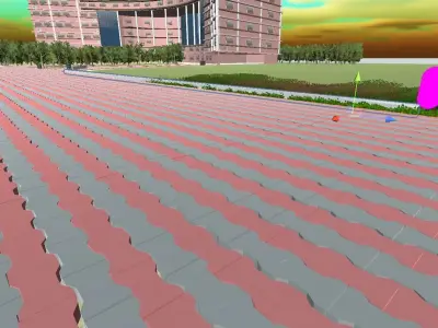 Paving coil 3D model paver blocks Low-poly 3D model