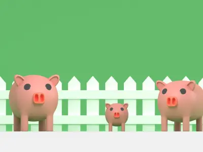 Cartoon Pig Low-poly 3D model