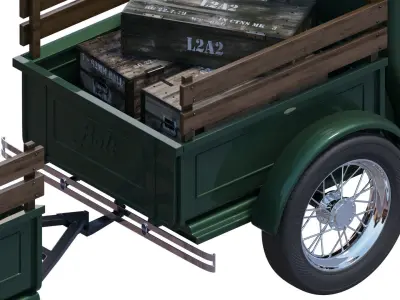 Children retro pedal car green 3D model